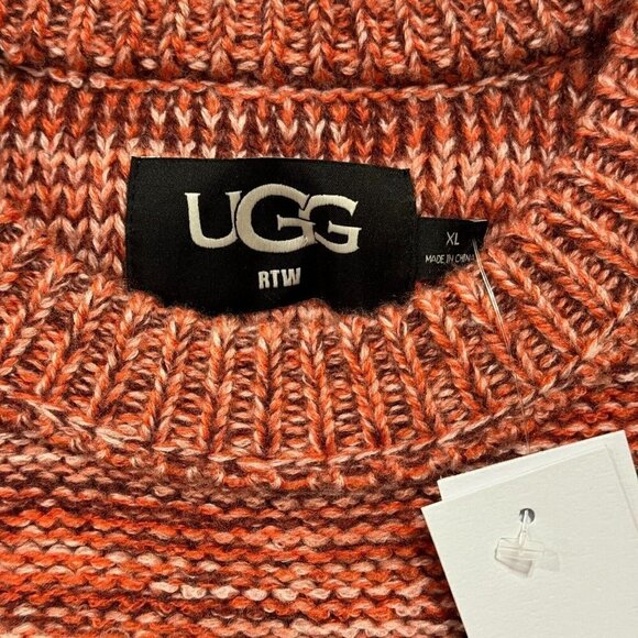 UGG Women Avianna Wool Blend Pullover Sweater Crew Neck Salmon Pink XL - Picture 4 of 10
